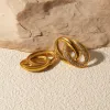 Stainless Steel Inlaid Rhinestone Double-Hoop Earrings sold by Charming Charlie