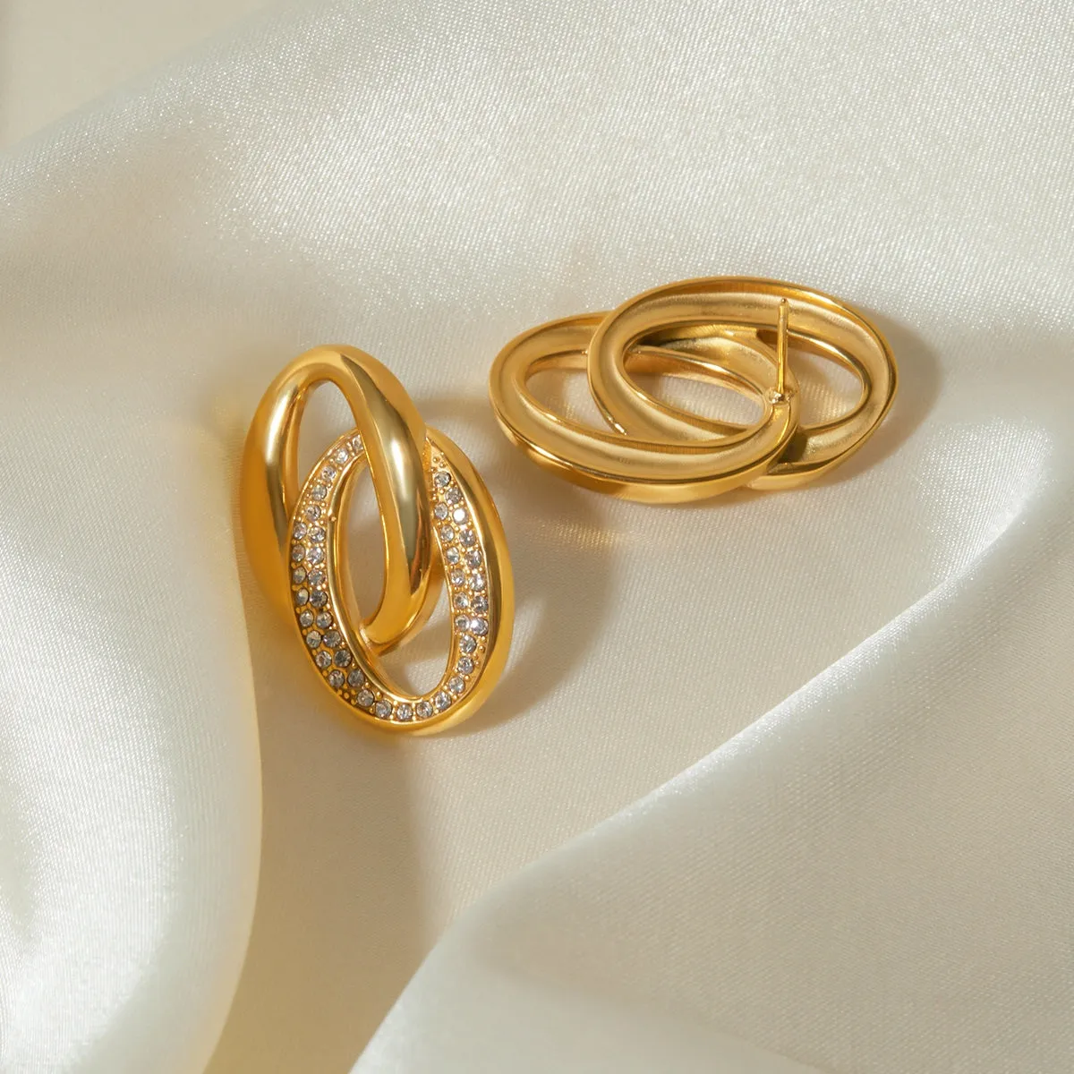 Stainless Steel Inlaid Rhinestone Double-Hoop Earrings sold by Charming Charlie product image thumbnail 4