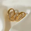 Stainless Steel Inlaid Rhinestone Double-Hoop Earrings sold by Charming Charlie
