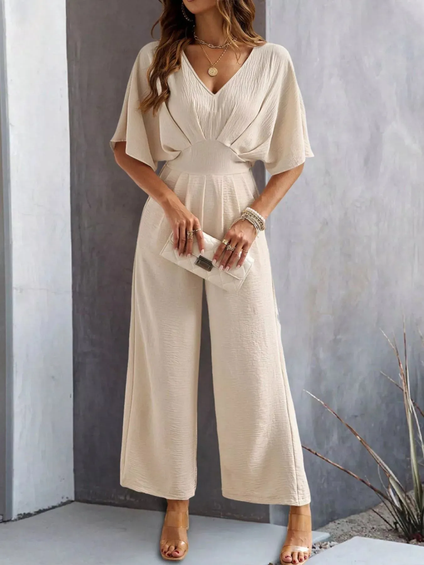 V-Neck Wide Leg Jumpsuit sold by Charming Charlie product image thumbnail 2