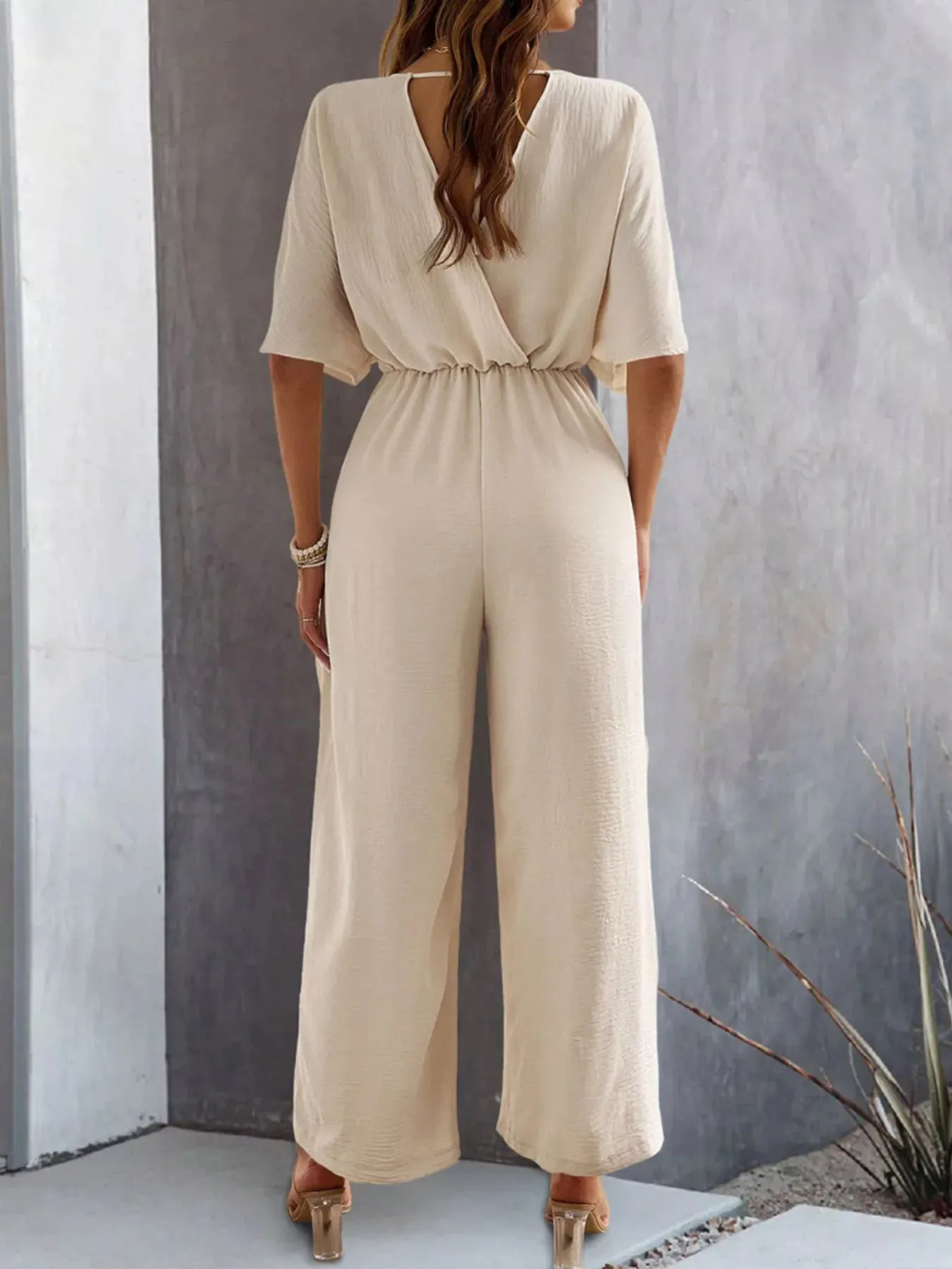V-Neck Wide Leg Jumpsuit sold by Charming Charlie product image thumbnail 4