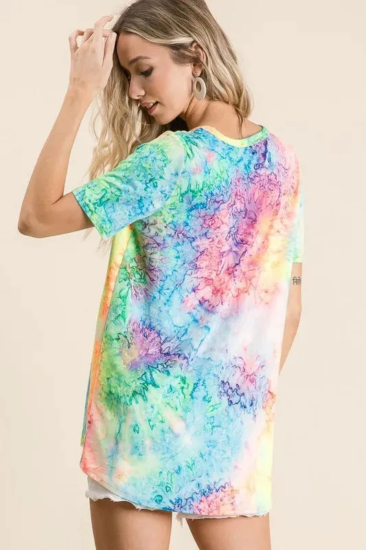 BiBi Tie Dye Print Jersey V Neck Top sold by Charming Charlie product image thumbnail 4
