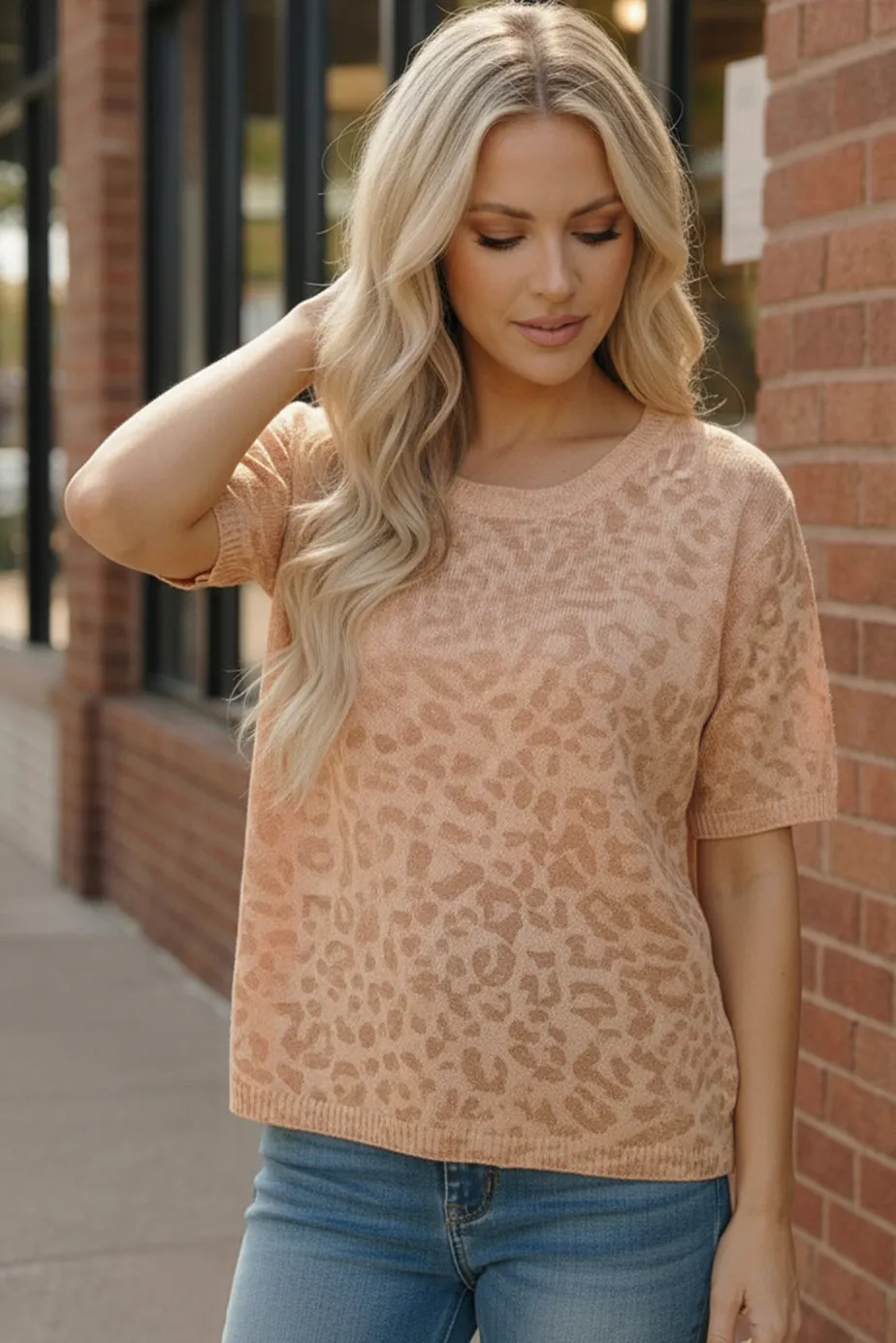 Blush Safari Knit Tee sold by Charming Charlie product image thumbnail 3
