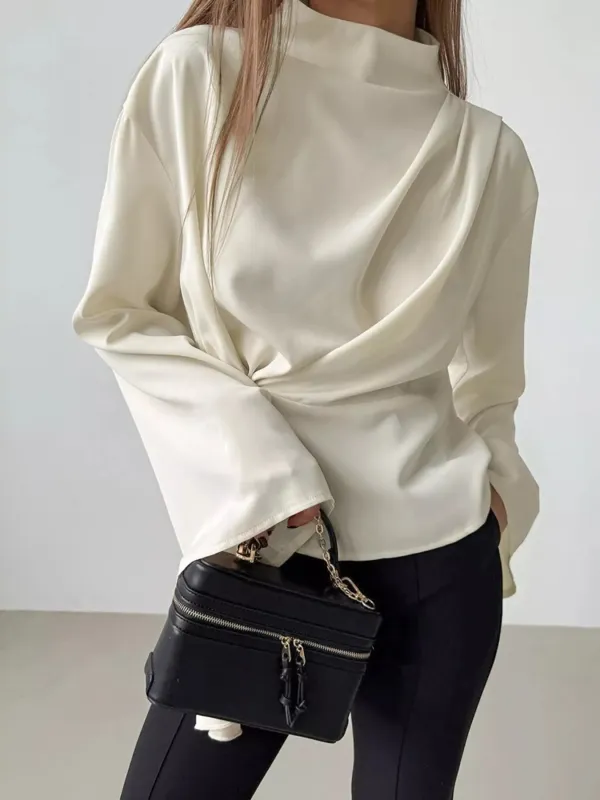 Ruched Mock Neck Long Sleeve Blosue sold by Charming Charlie