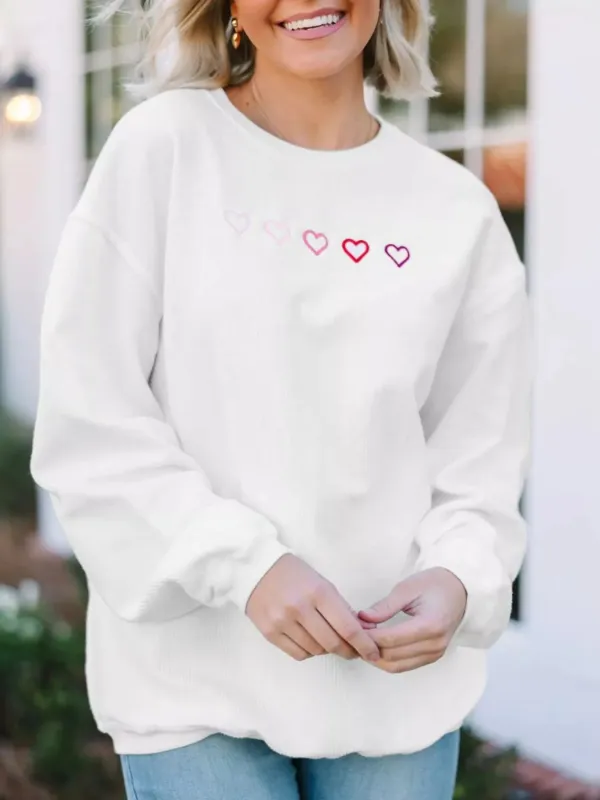 Heart Embroidered Oversized Sweatshirt made by Trendsi
