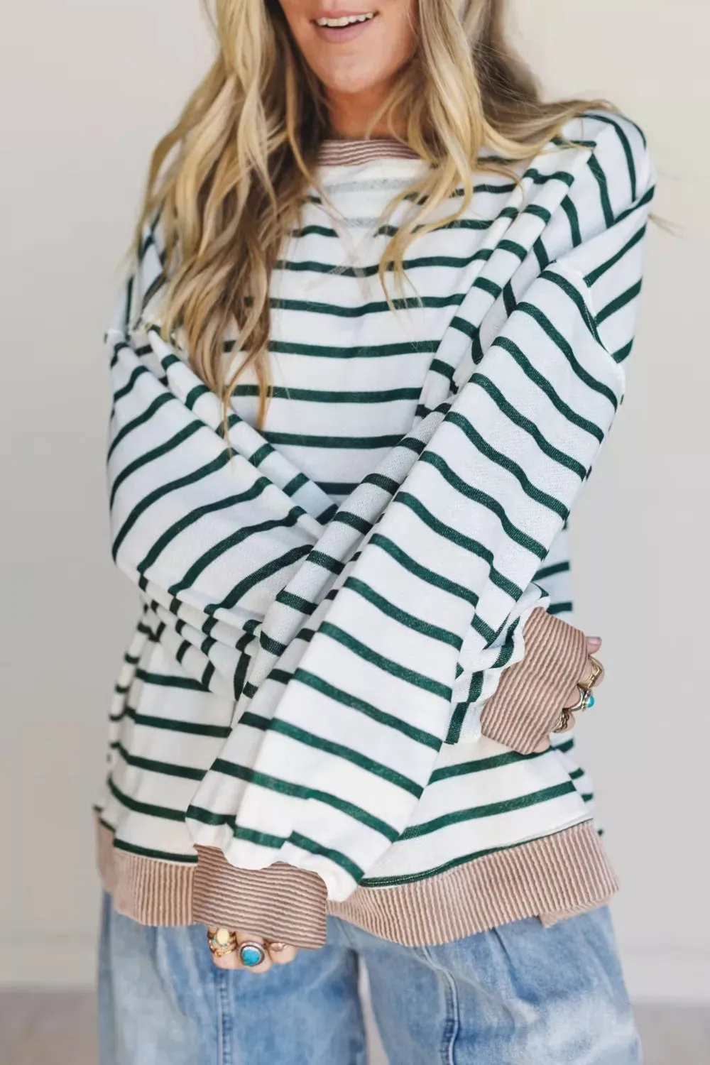 Striped Long Sleeve Casual Sweatshirt sold by Charming Charlie