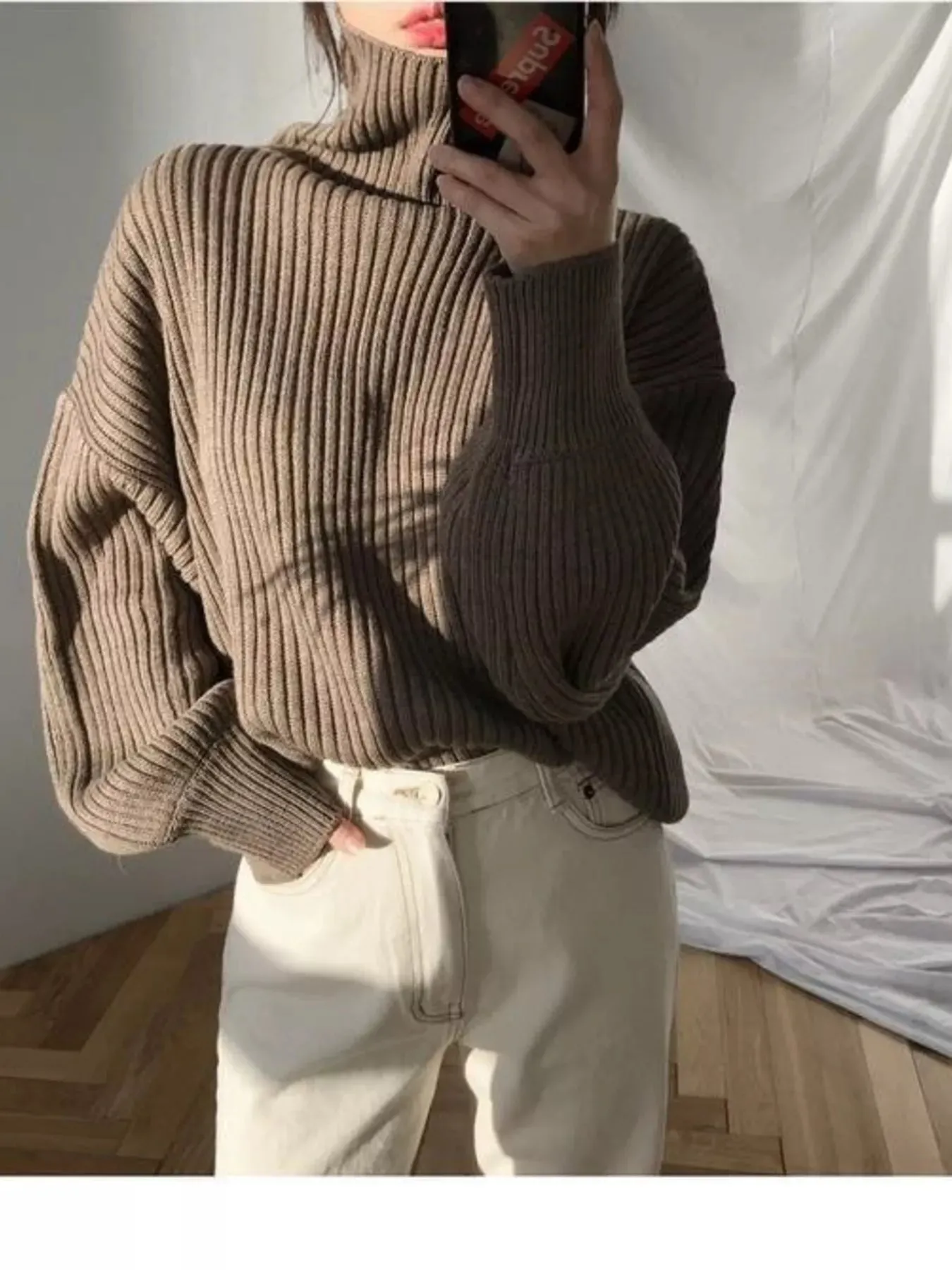 Full Size Oversized Turtleneck Ribbed Knit Sweater Plus Size sold by Charming Charlie product image thumbnail 2