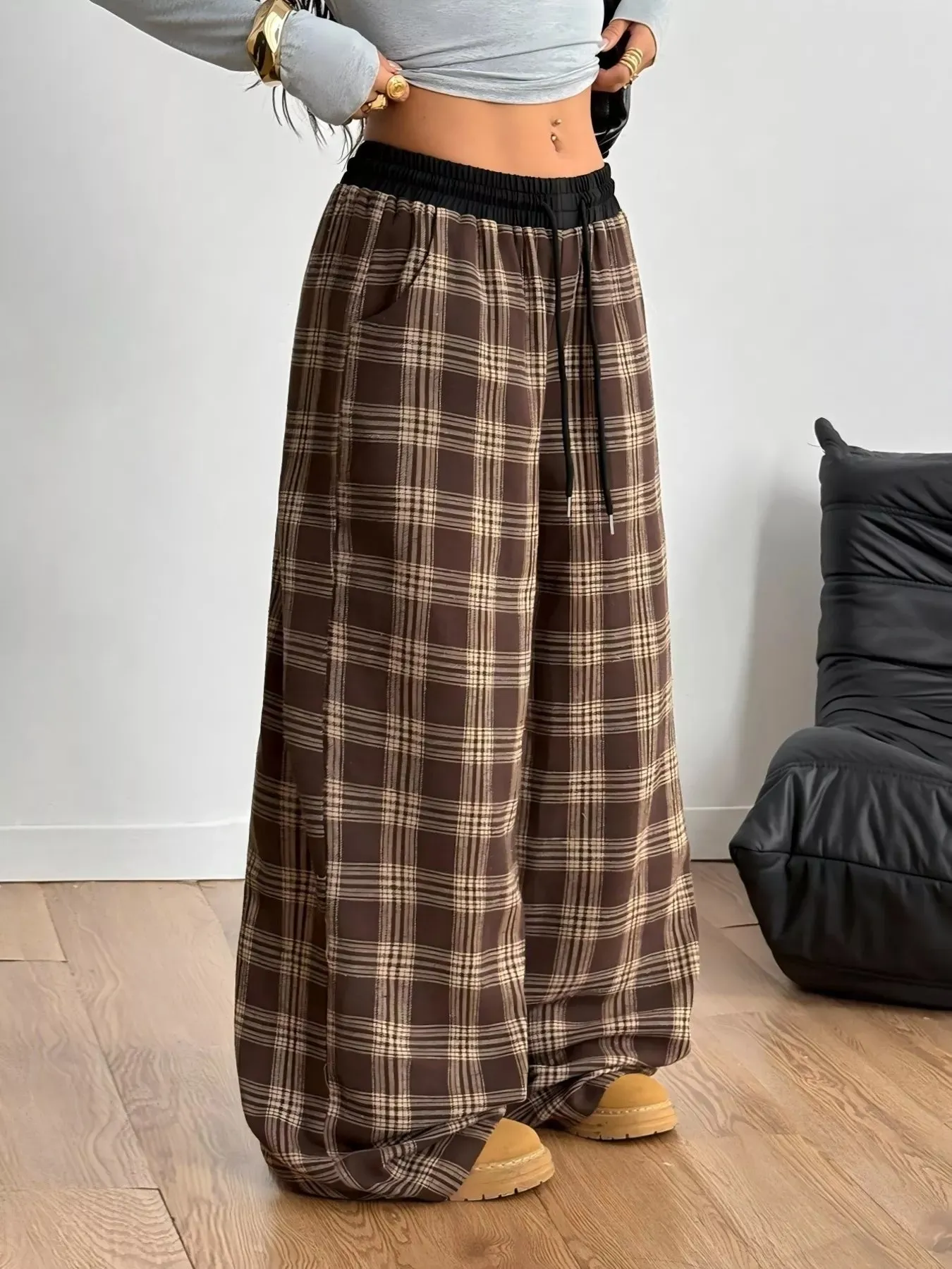 Plaid Wide Leg Pants sold by Charming Charlie product image thumbnail 2