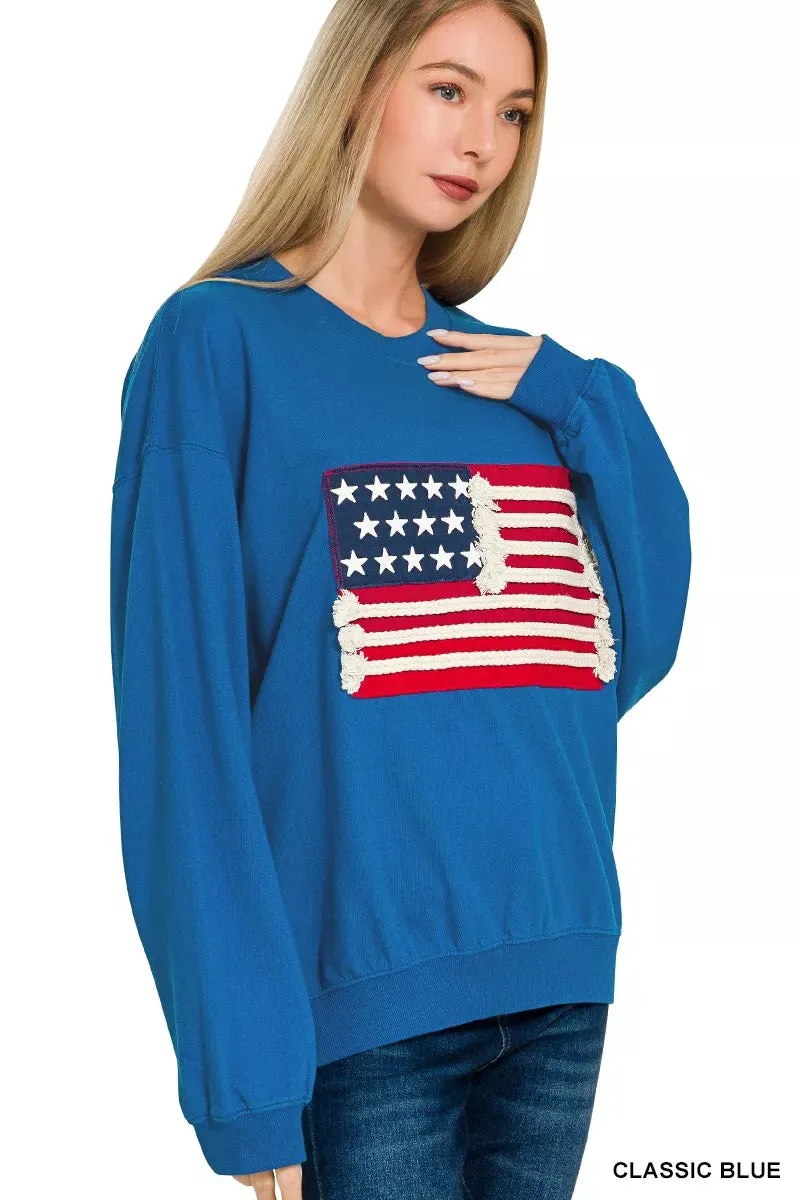 Zenana French Terry American Flag Pullover sold by Charming Charlie product image thumbnail 2