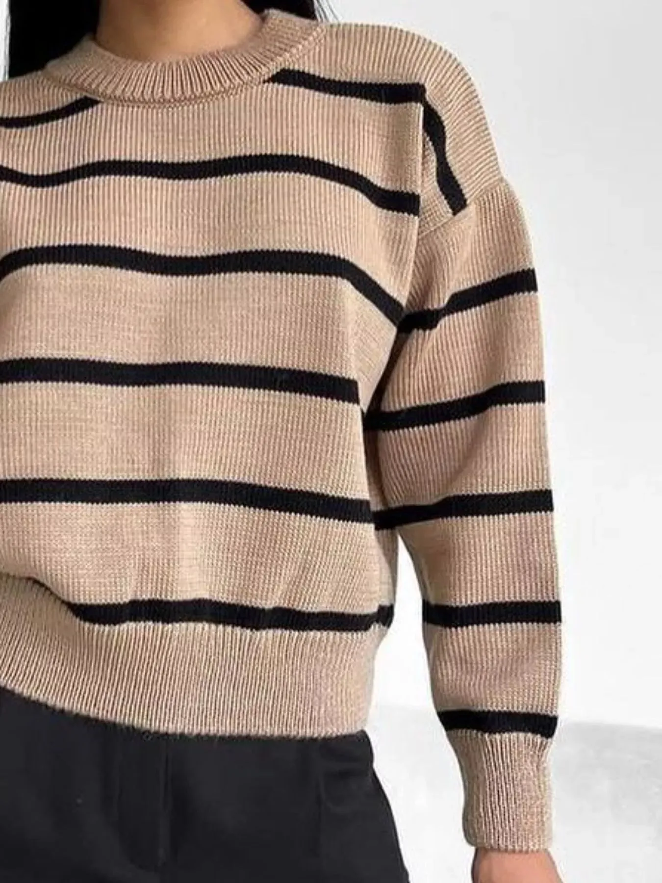 Striped Knit Round Neck Sweater sold by Charming Charlie product image thumbnail 3