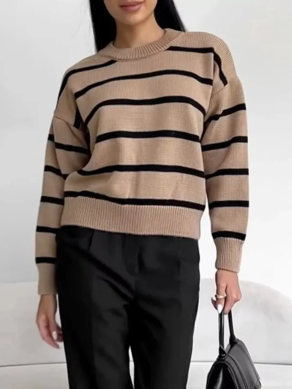 Striped Knit Round Neck Sweater sold by Charming Charlie