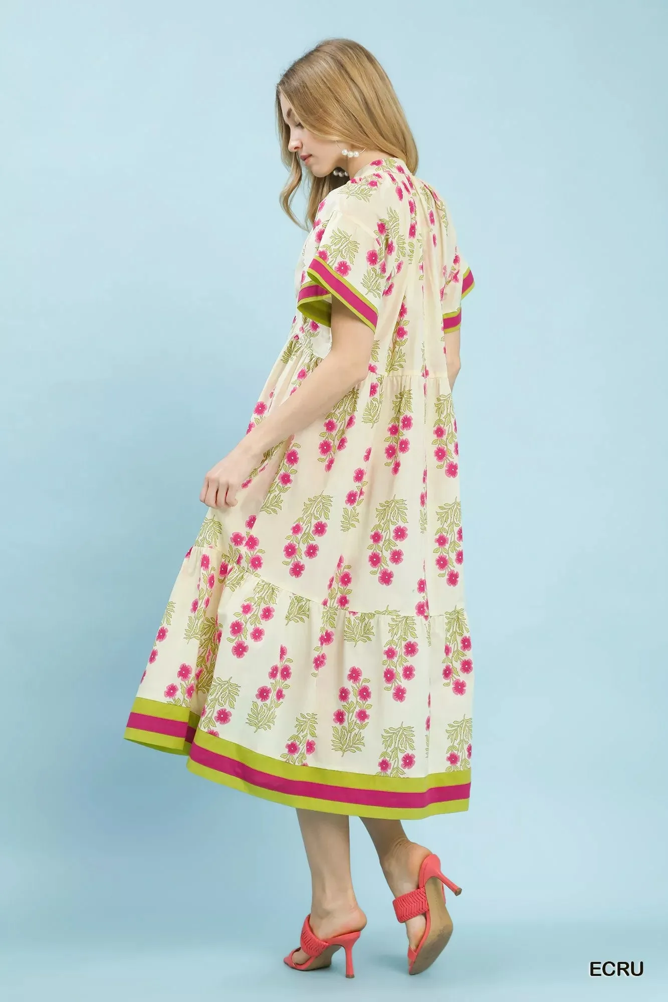 Umgee Floral Border Tiered Midi Dress sold by Charming Charlie product image thumbnail 4