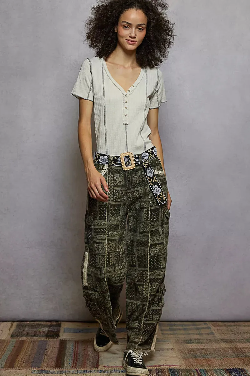 POL V-Neck Short Sleeve Top with Stitch Seam Detail sold by Charming Charlie product image thumbnail 5