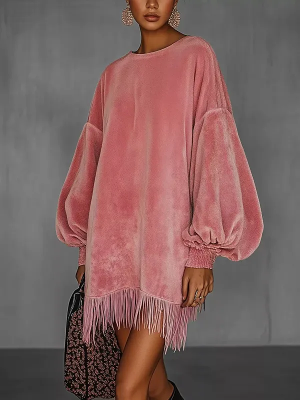 Velvet Fringe Hem Mini Dress sold by Charming Charlie
