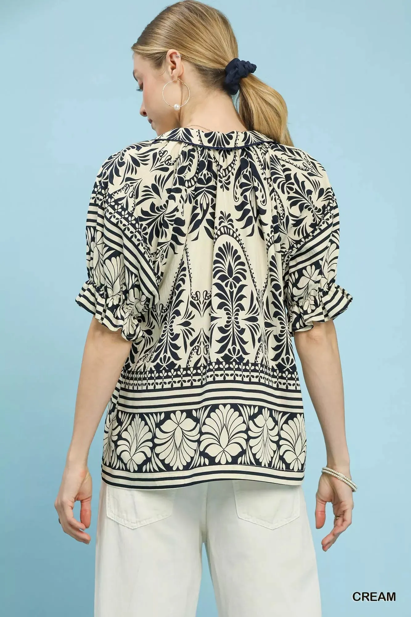 Umgee Two Tone Boarder Print Top sold by Charming Charlie product image thumbnail 5