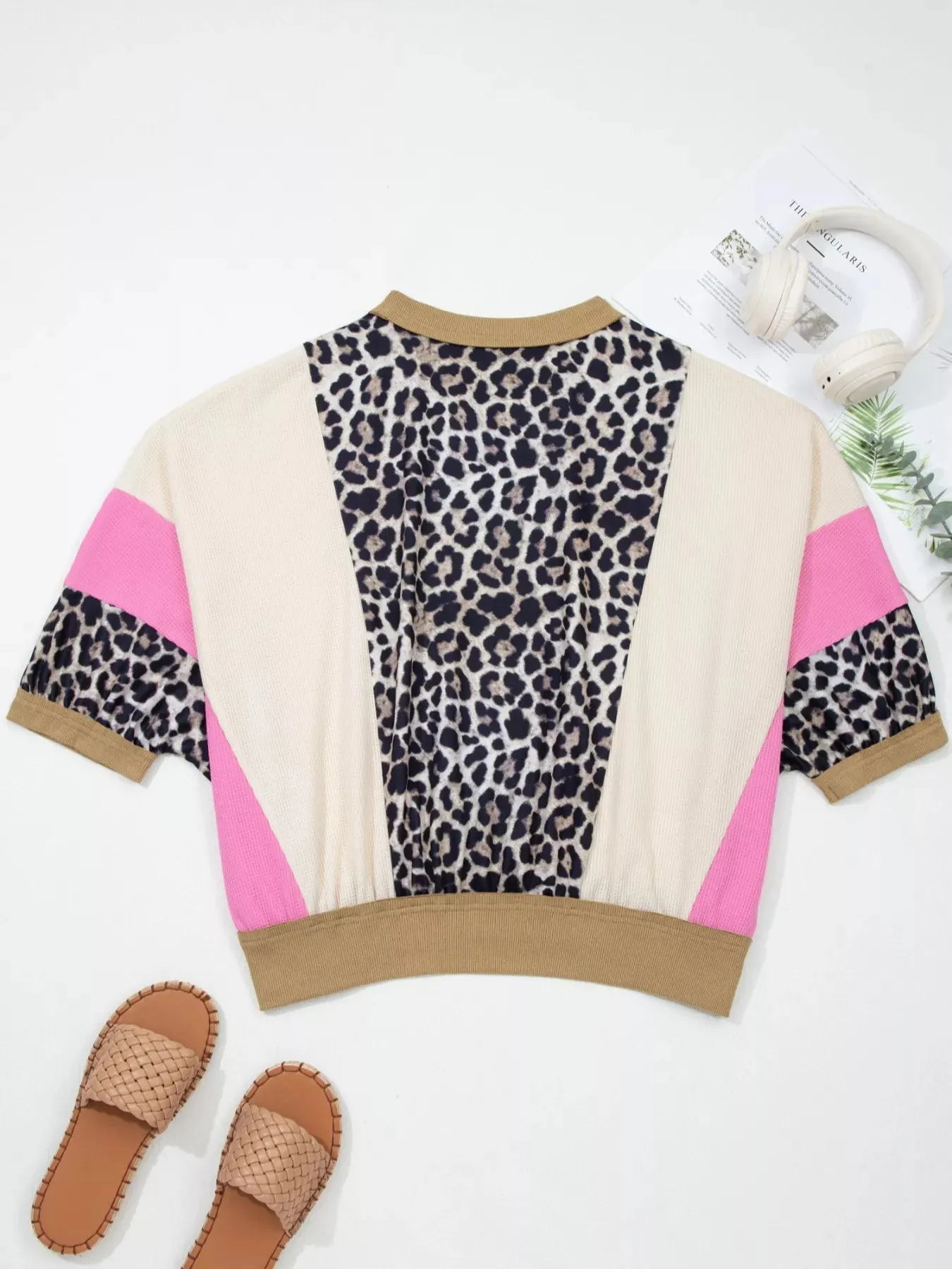 Leopard Print Color Block Round Neck Top sold by Charming Charlie product image thumbnail 4