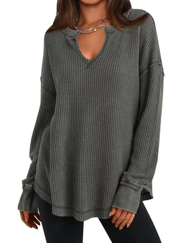 Slit Notched Long Sleeve T-Shirt sold by Charming Charlie