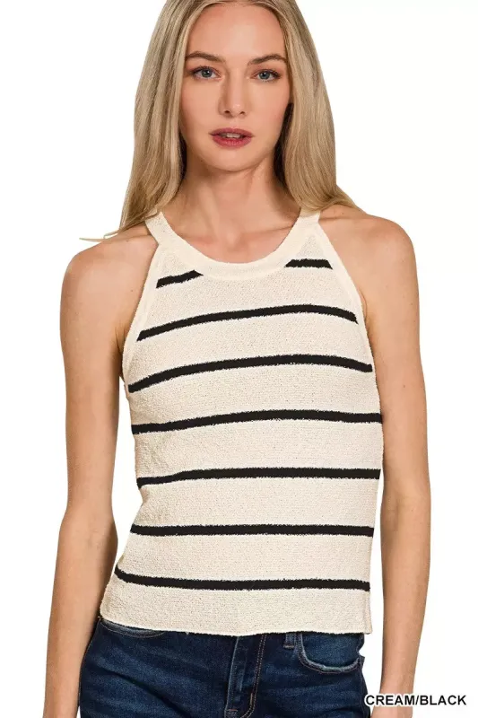 Zenana Stripe Sweater Tank Top sold by Charming Charlie