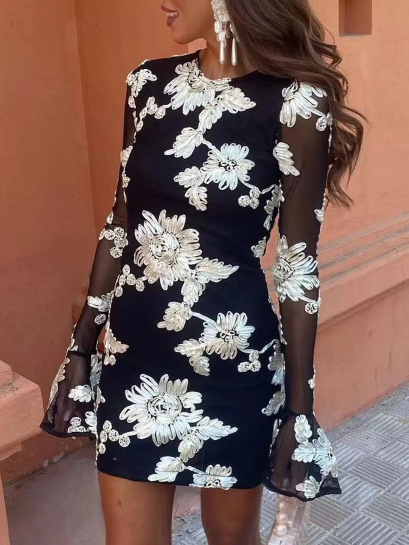 Floral Flounce Sleeve Mini Dress sold by Charming Charlie