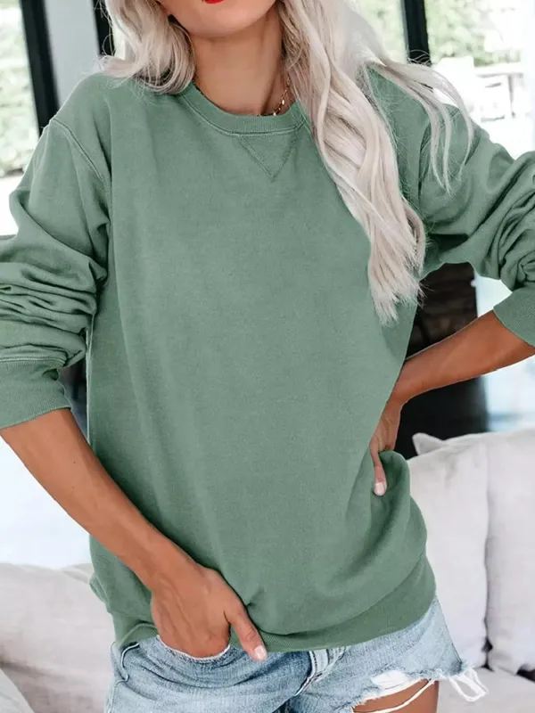 Casual Solid Color Crew Neck Sweatshirt sold by Charming Charlie