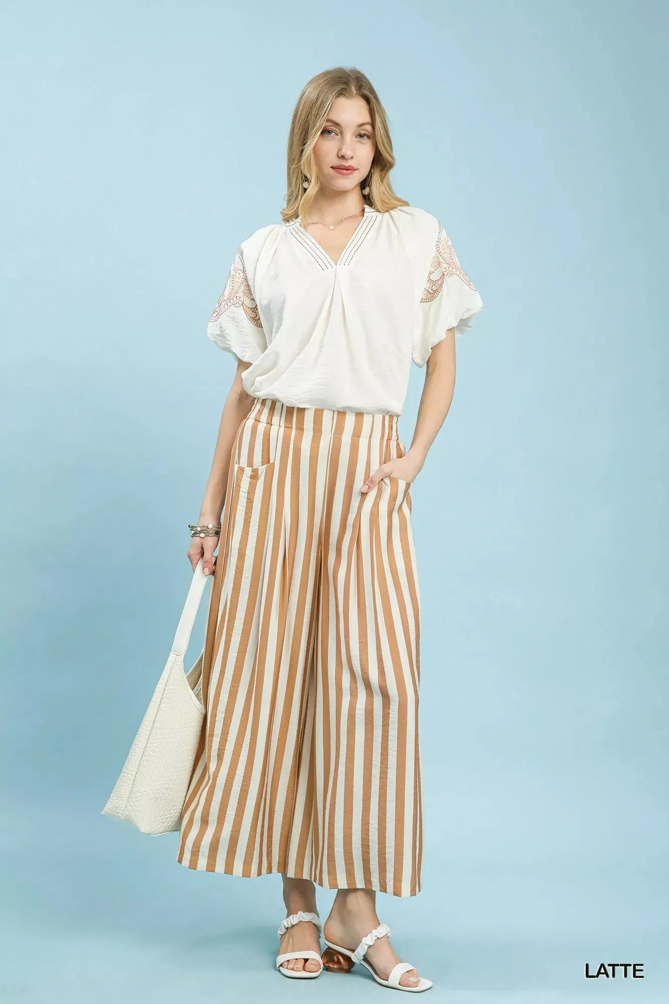 Umgee Vertical Stripe Wide Leg Pants sold by Charming Charlie product image thumbnail 2