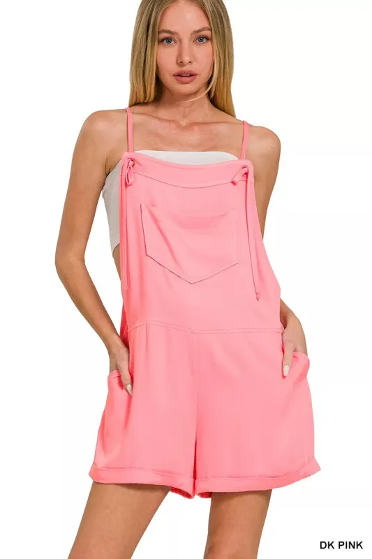 Zenana Rayon Woven Romper With Tie Knot Strap sold by Charming Charlie