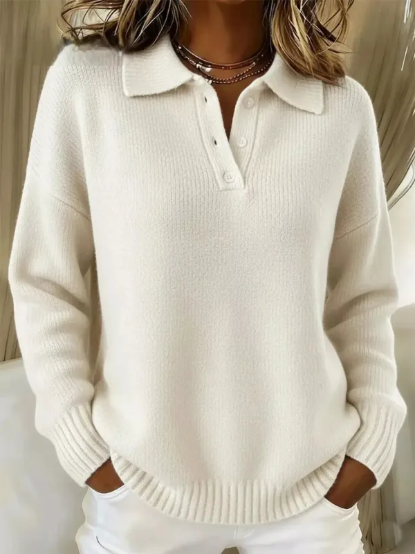 Full Size Button Detail Drop Shoulder Sweater Plus Size sold by Charming Charlie