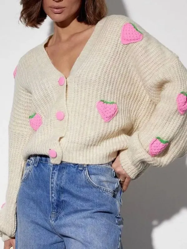 Strawberry Button Down Cardigan sold by Charming Charlie