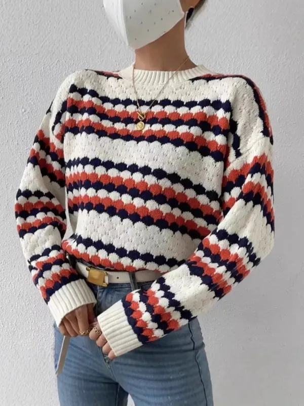 Striped Pattern Round Neck Sweater sold by Charming Charlie