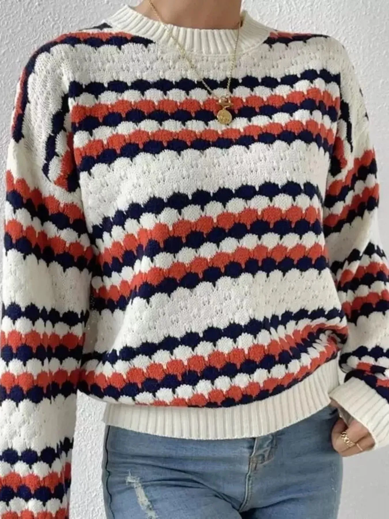 Striped Pattern Round Neck Sweater sold by Charming Charlie product image thumbnail 5