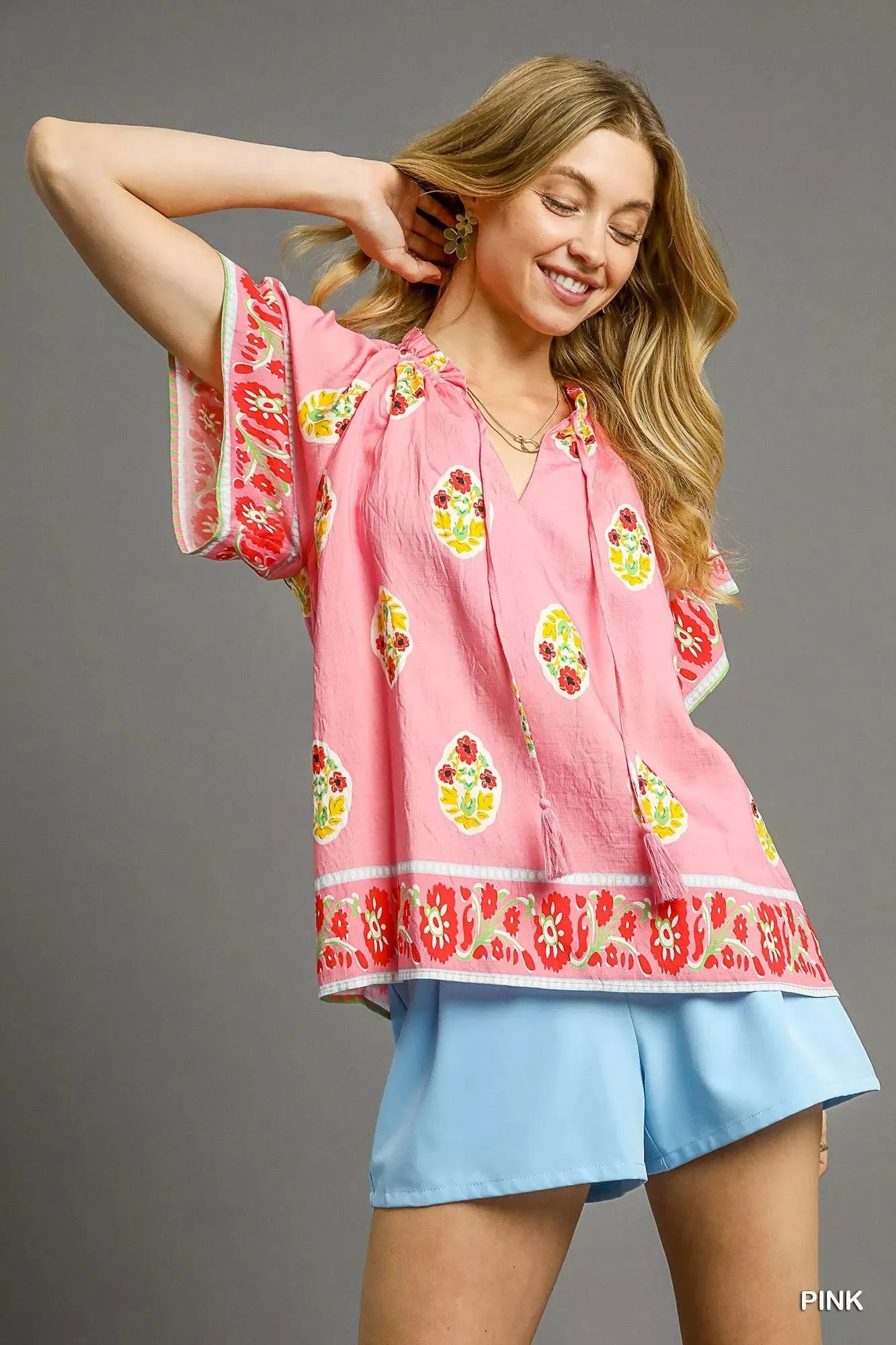 Umgee Boho Bloom Border Top sold by Charming Charlie