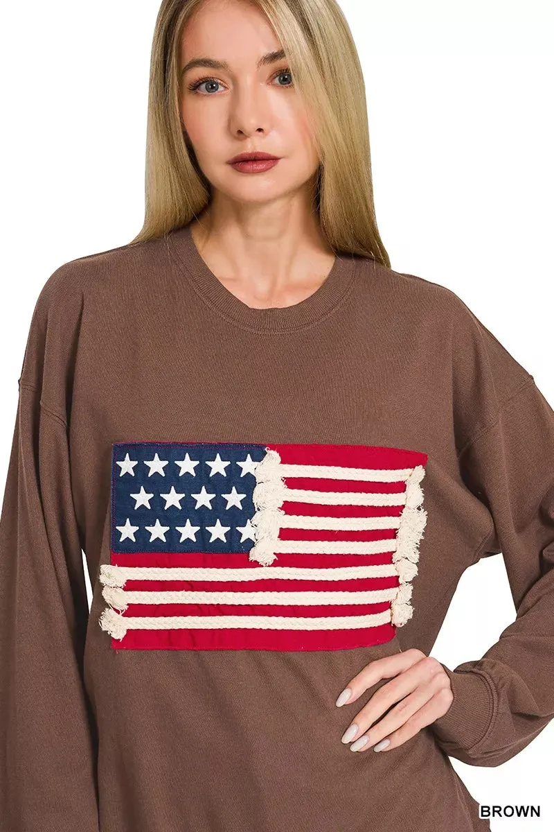 Zenana French Terry American Flag Pullover sold by Charming Charlie product image thumbnail 2