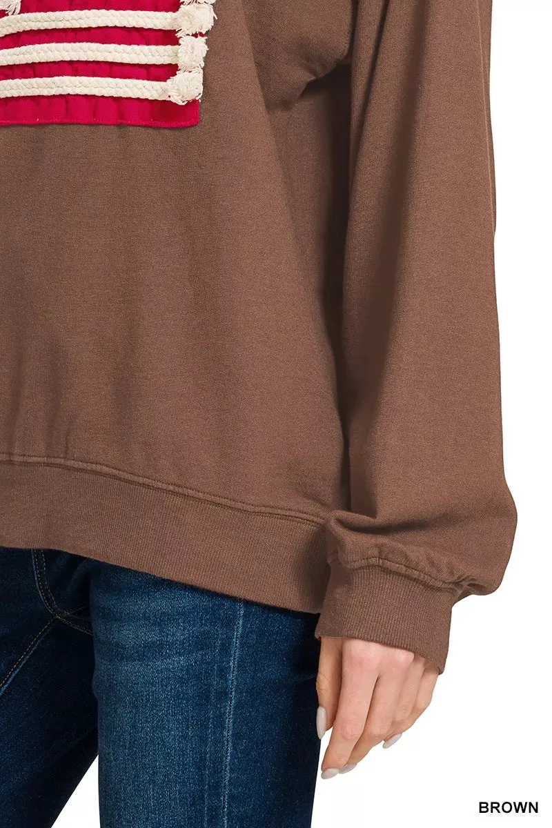 Zenana French Terry American Flag Pullover sold by Charming Charlie product image thumbnail 4