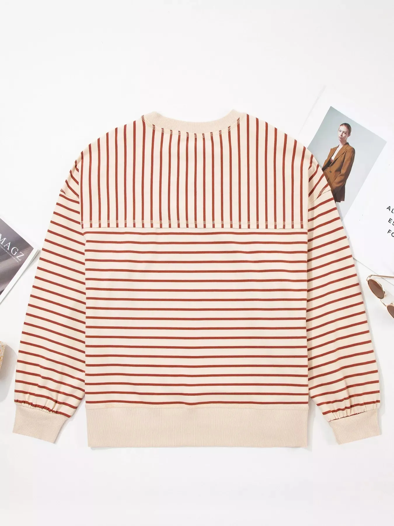 Striped Crew Neck Casual Sweatshirt sold by Charming Charlie product image thumbnail 5