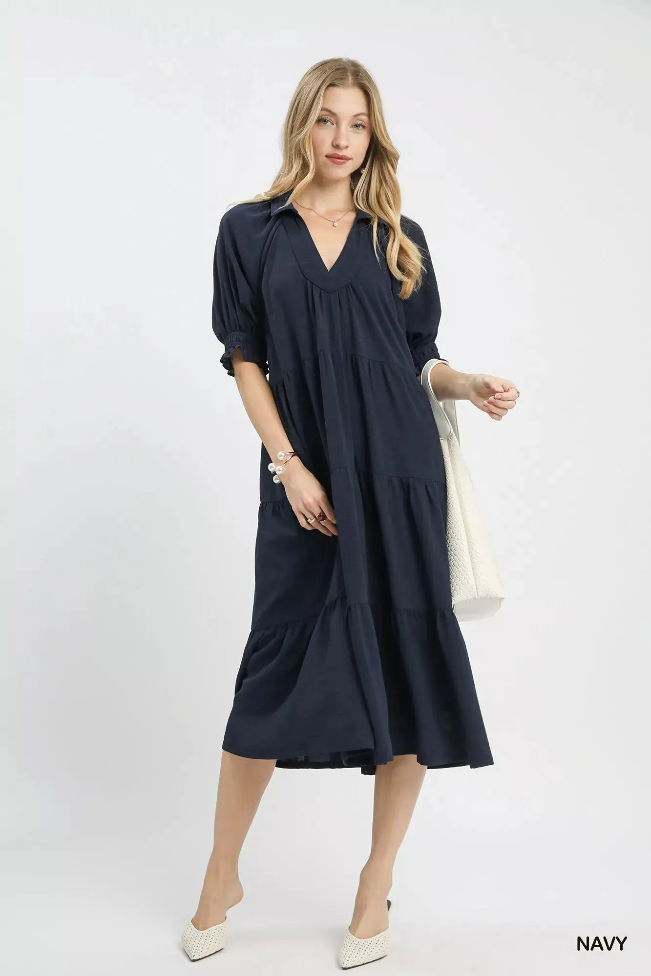 Umgee Solid Tiered Midi Dress sold by Charming Charlie product image thumbnail 2