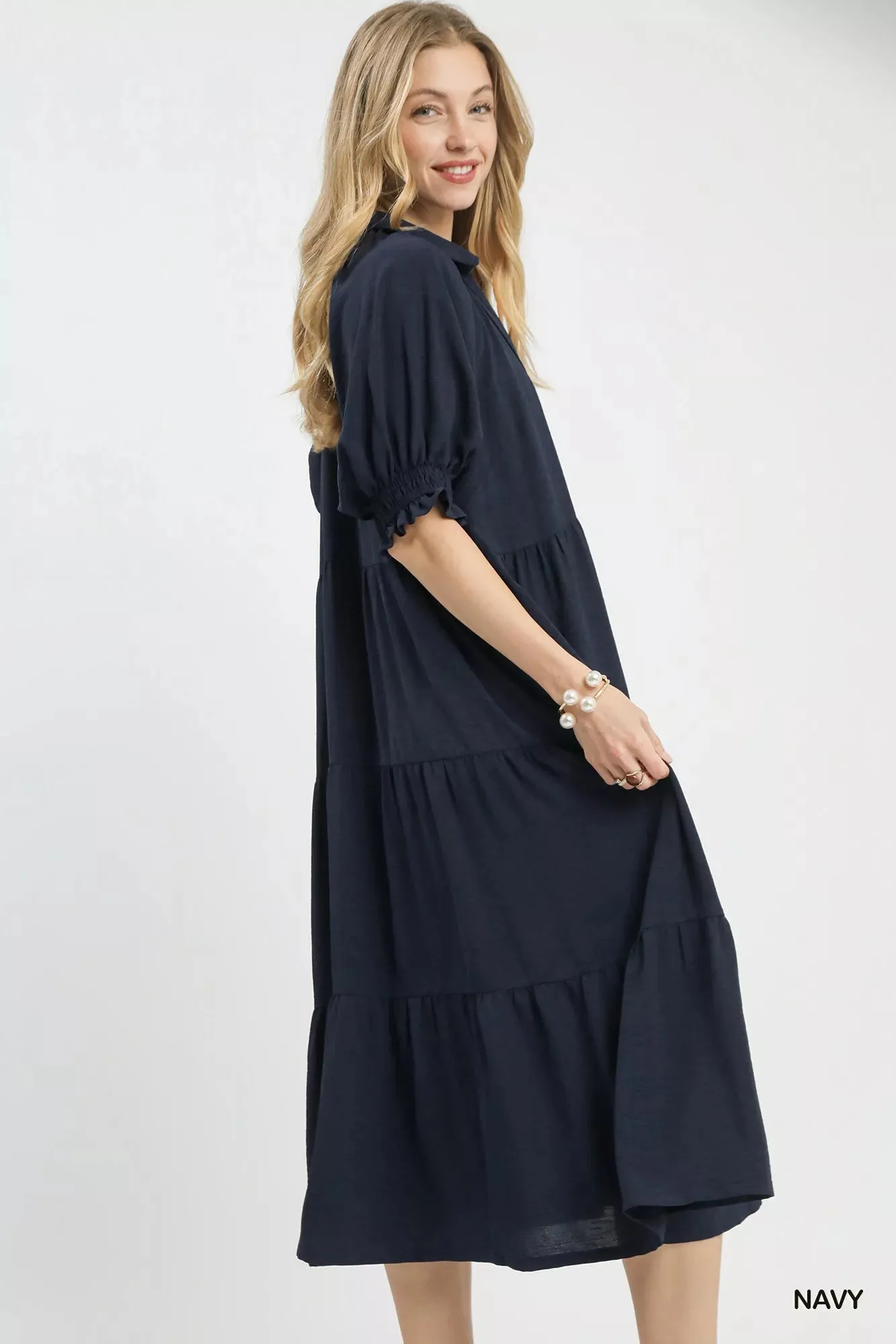 Umgee Solid Tiered Midi Dress sold by Charming Charlie product image thumbnail 3