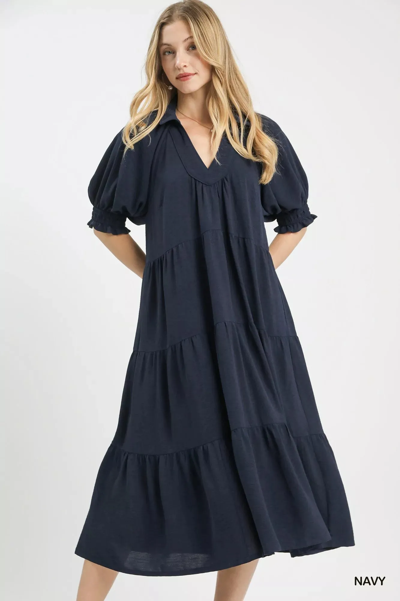 Umgee Solid Tiered Midi Dress sold by Charming Charlie