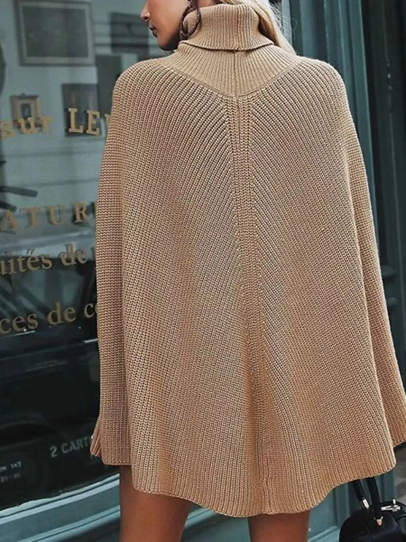 Full Size Turtleneck Knitted Cape Sweater Plus Size sold by Charming Charlie product image thumbnail 4