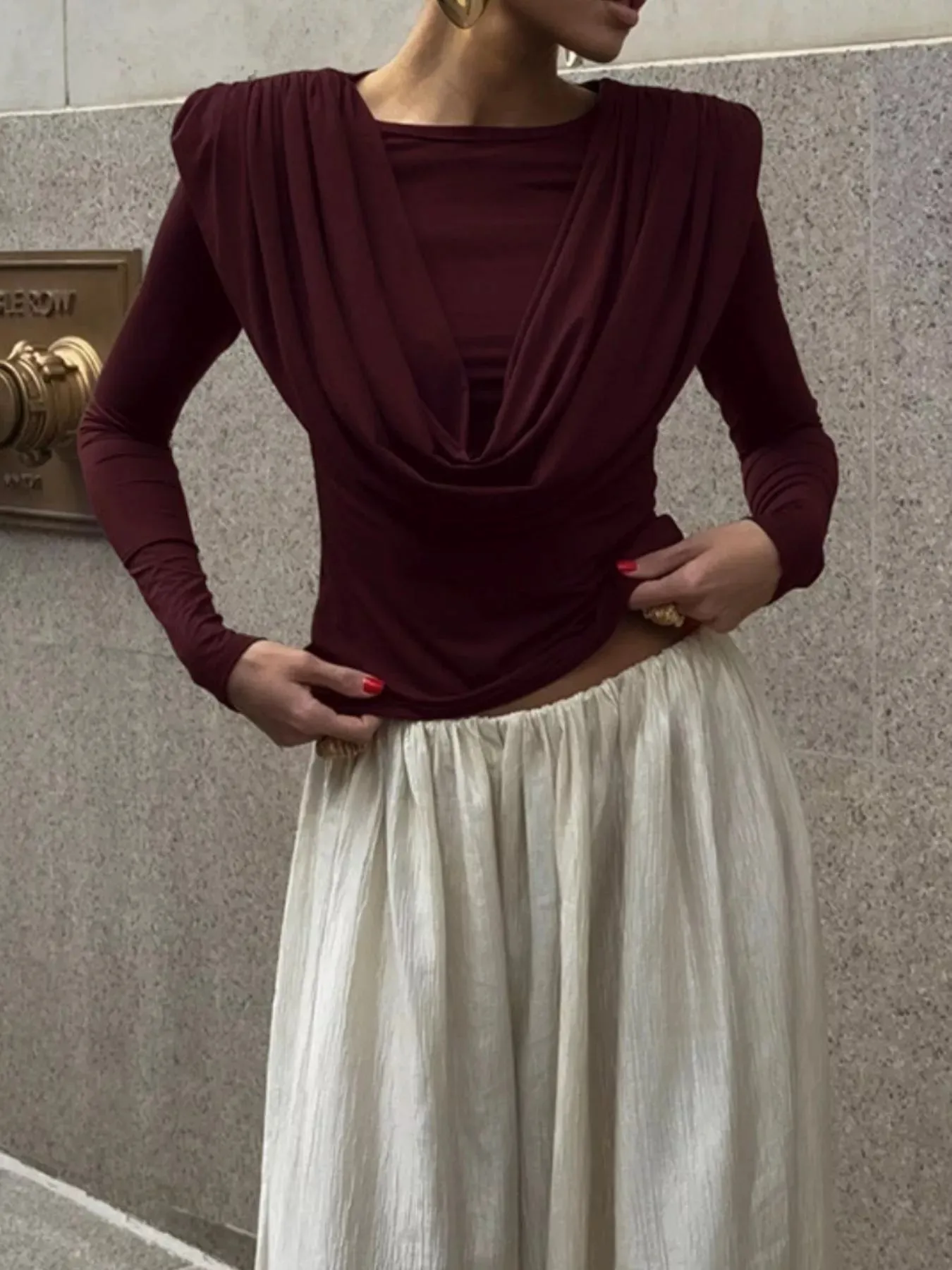 Ruched Long Sleeve T-Shirt sold by Charming Charlie