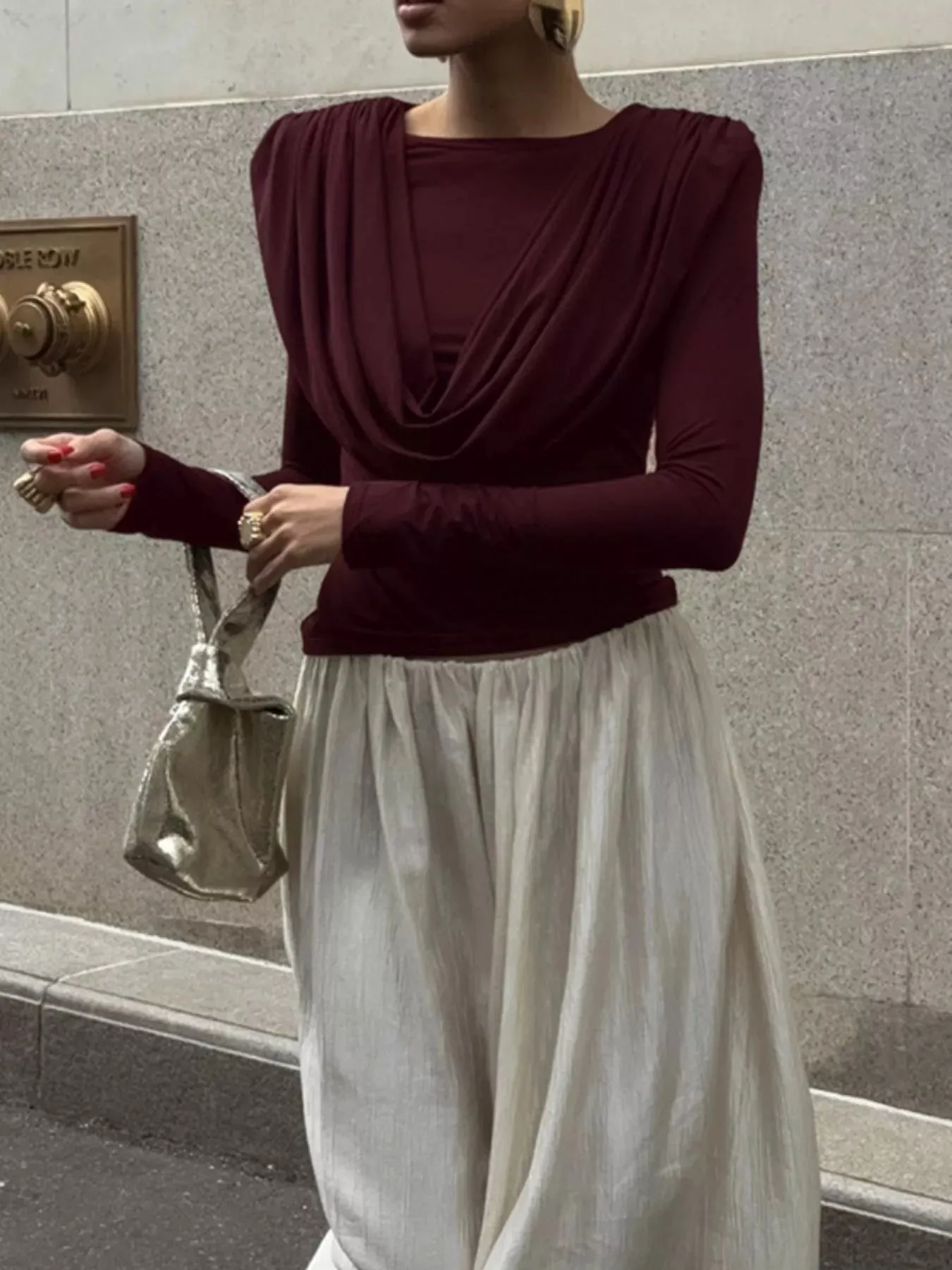 Ruched Long Sleeve T-Shirt sold by Charming Charlie product image thumbnail 2