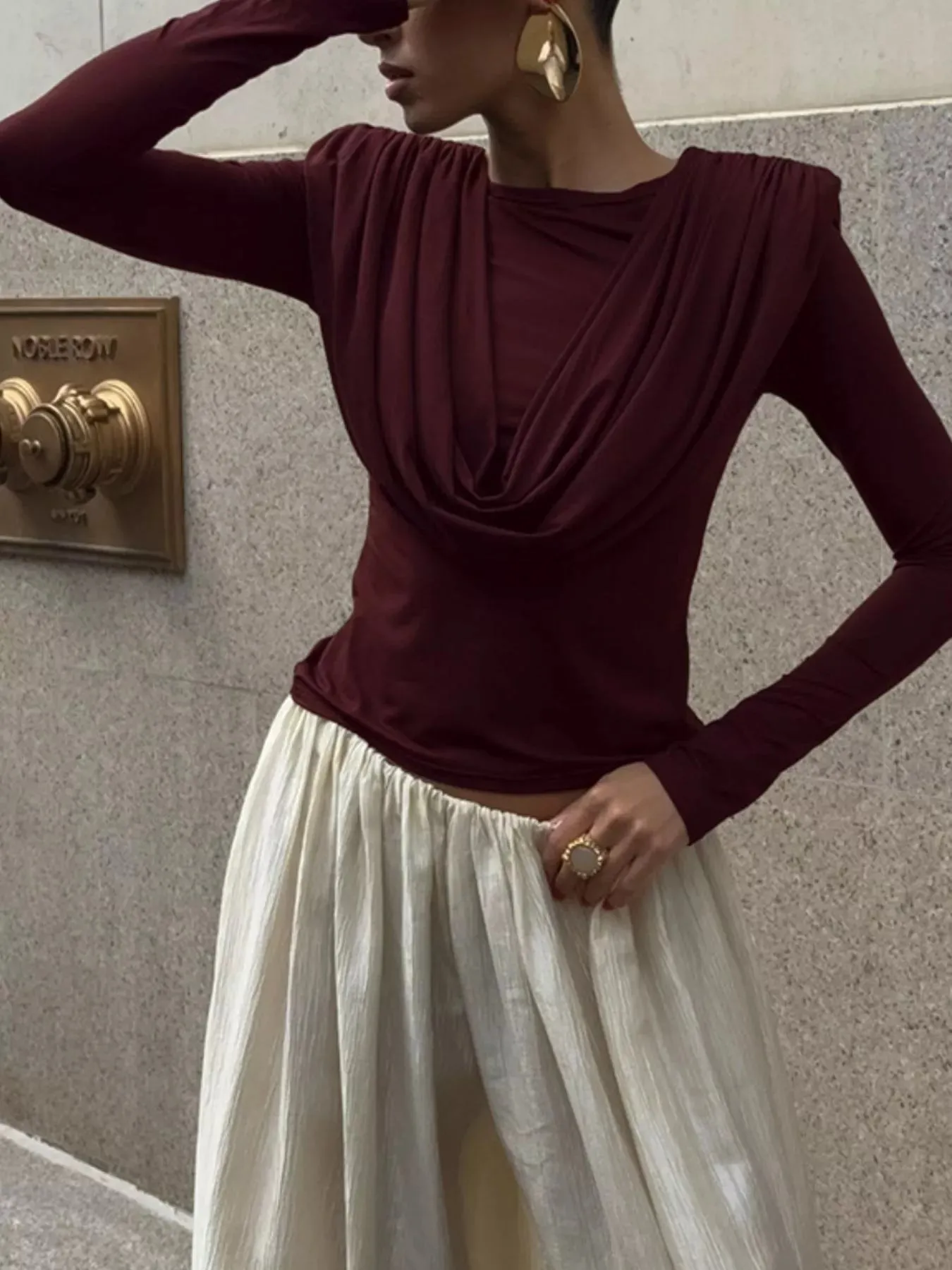 Ruched Long Sleeve T-Shirt sold by Charming Charlie product image thumbnail 3