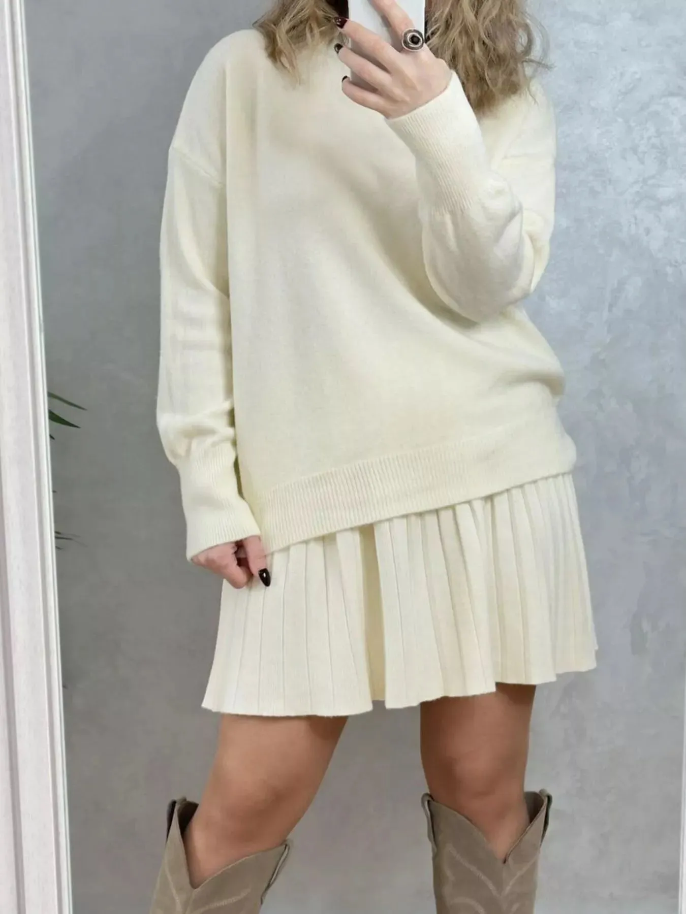 Round Neck Top and Pleated Skirt Sweater Set sold by Charming Charlie product image thumbnail 5
