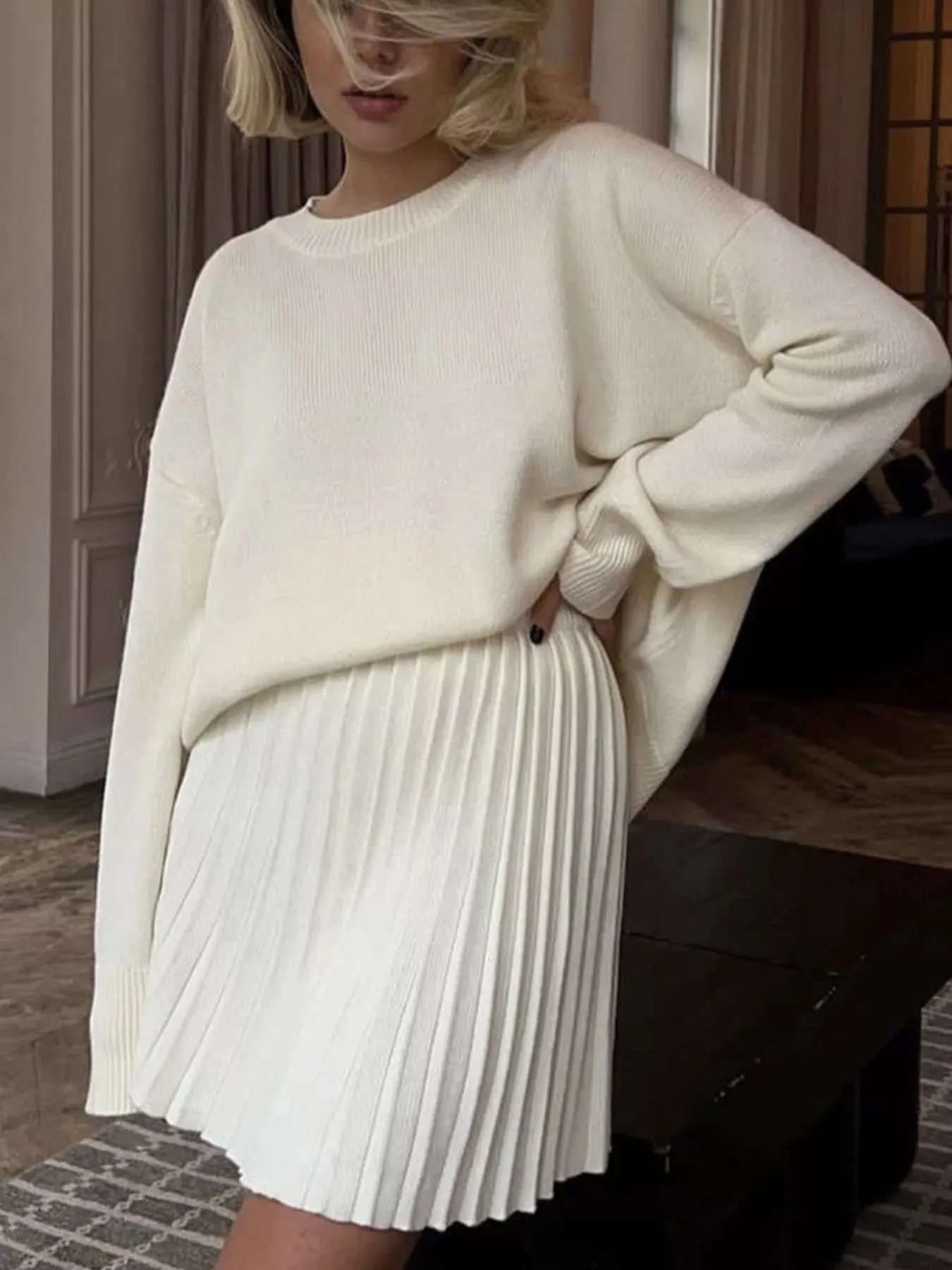 Round Neck Top and Pleated Skirt Sweater Set sold by Charming Charlie product image thumbnail 2