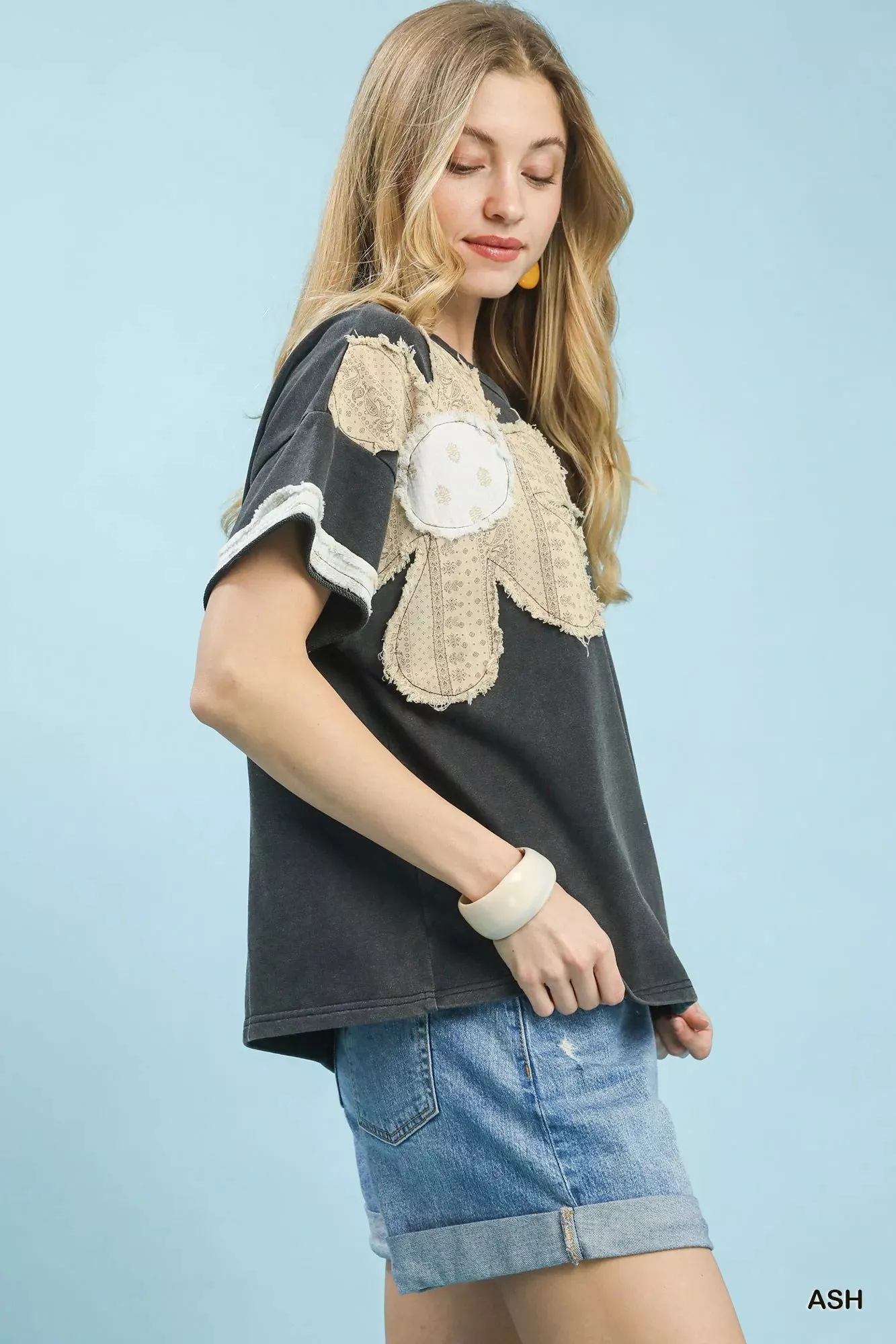 Umgee French Terry Top with Flower Patch sold by Charming Charlie product image thumbnail 4