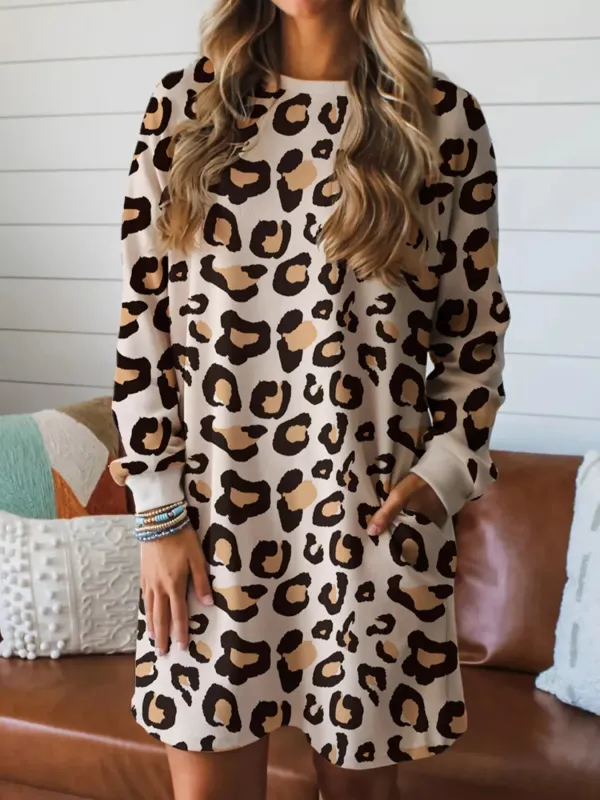 Leopard Long Sleeve Casual Mini Dress sold by Charming Charlie