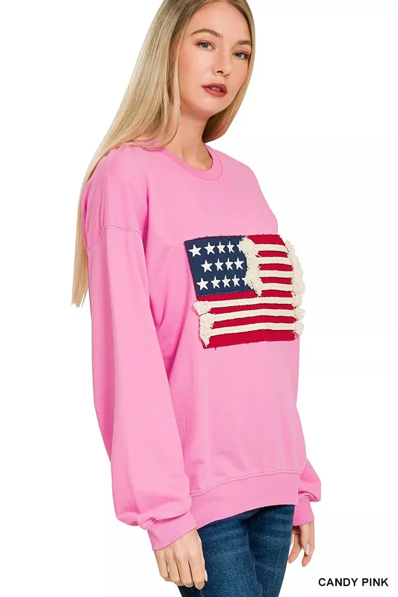 Zenana French Terry American Flag Pullover sold by Charming Charlie product image thumbnail 2