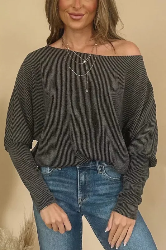 Boat Neck Long Sleeve Knit Top sold by Charming Charlie