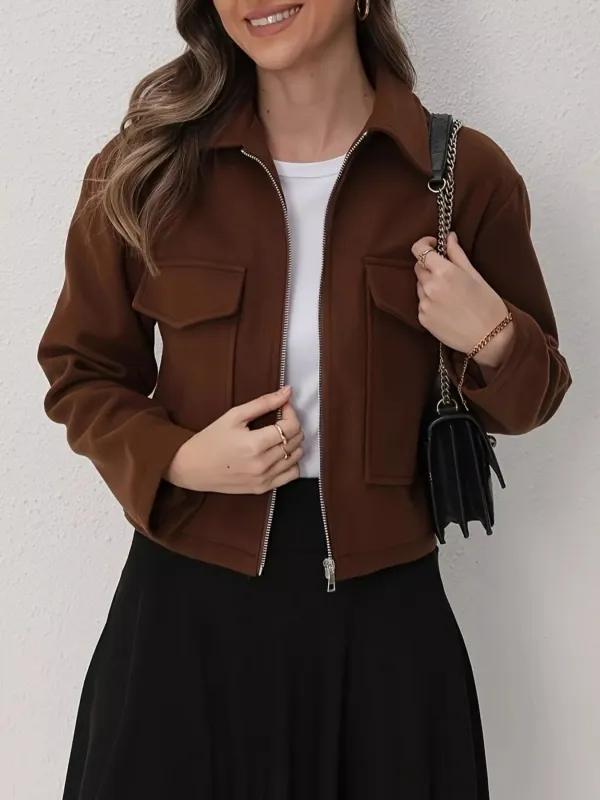 Cropped Zip-Up Pocketed Jacket sold by Charming Charlie