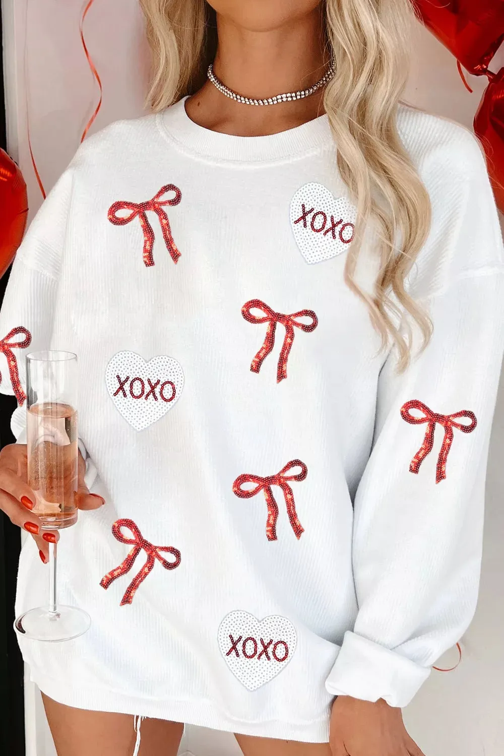 Valentine's Day XOXO Bowknot Oversized Sweatshirt sold by Charming Charlie product image thumbnail 2
