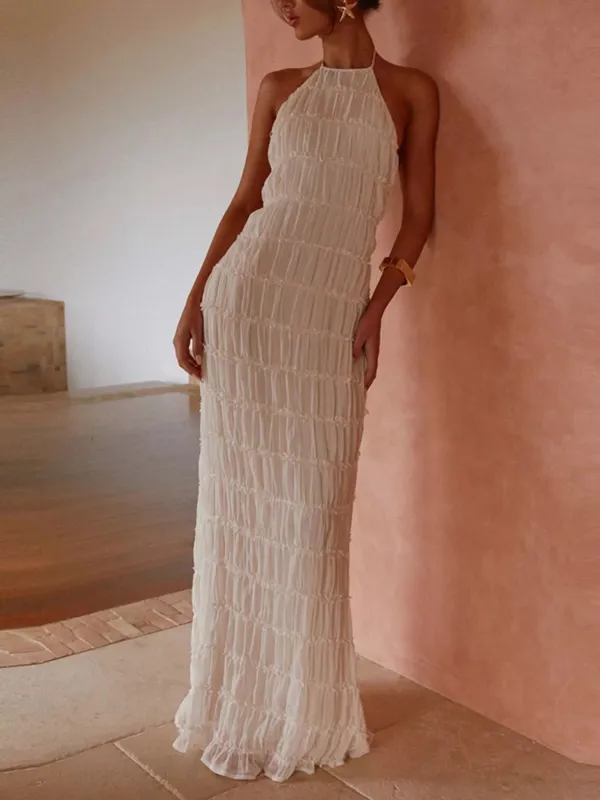 Ruched Halter Neck Maxi Dress sold by Charming Charlie